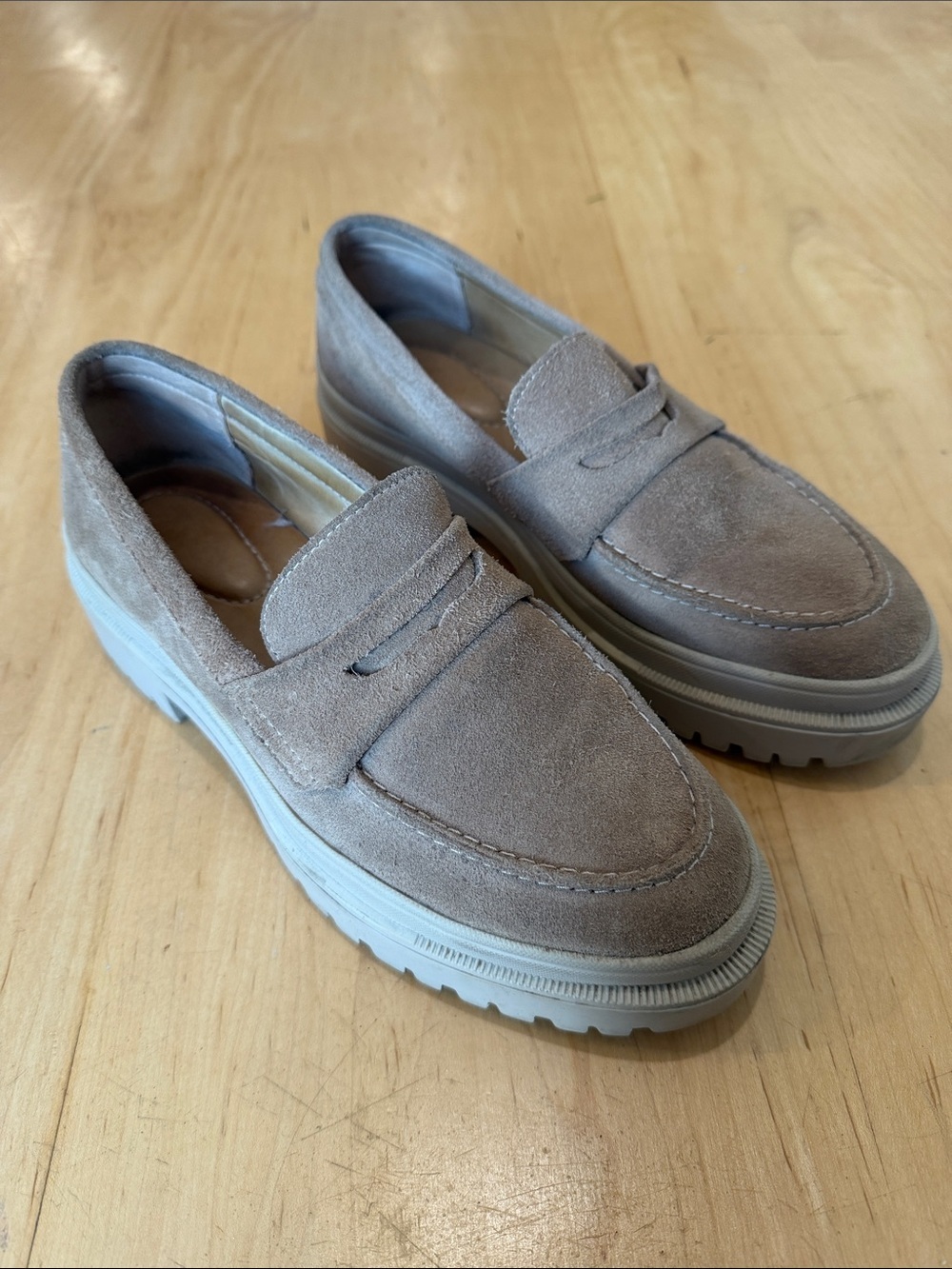 PATINA (Portland Leather) Suede Penny Loafers in Taupe